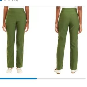 Crown and Ivy Pants Womens 10 Green Ashley Pull On Stretch Fla…